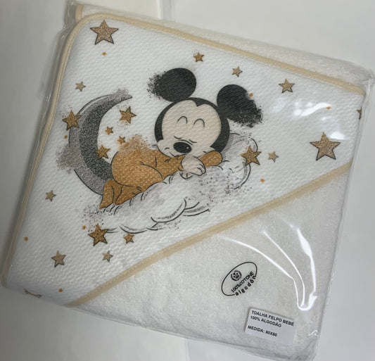 Baby Grey and Yellow Mickey Mouse Towel